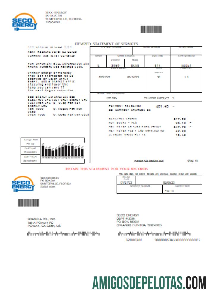Projeto de lei de serviços públicos de energia da Seco, SCR amostra